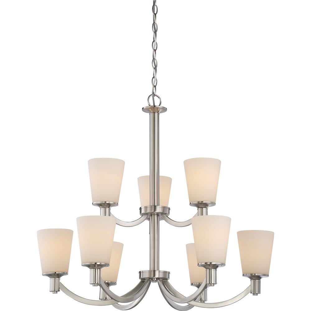 Nuvo Lighting 60/5829  Laguna - 9 Light 2-Tier Hanging with White Glass in Brushed Nickel Finish